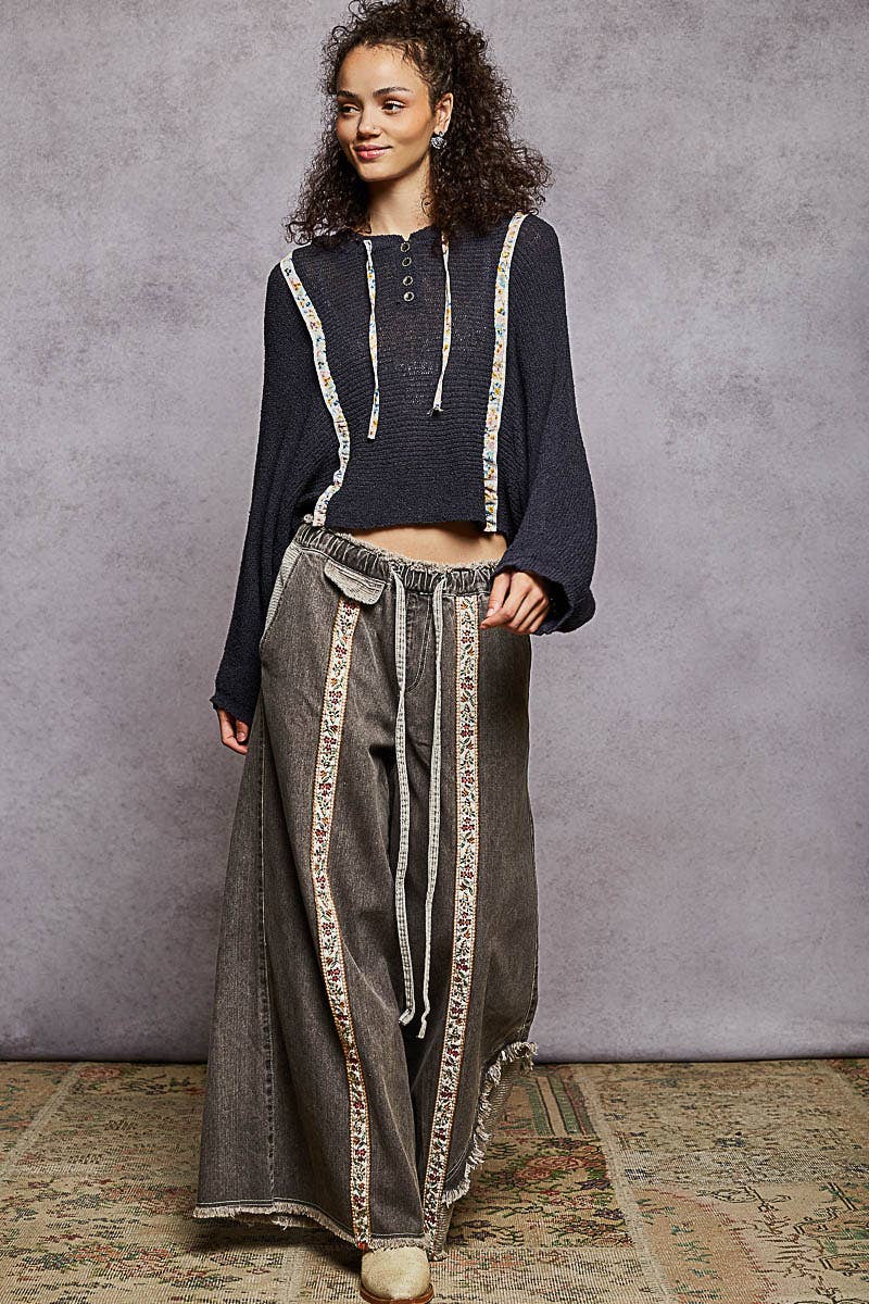 Rosalie Cropped Hooded Knit Sweater – Lightweight Long Sleeve Textured Hoodie Top for Women