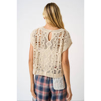 Open Skies Crochet Sweater Top: Natural