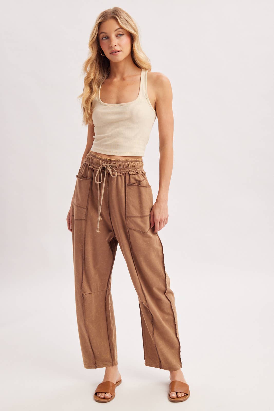 Vintage Wash Utility Pants: Latte