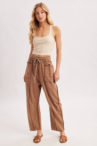 Vintage Wash Utility Pants: Latte