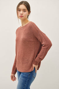 The Mae Lightweight Knit Sweater – Clay, Cocoa, Slate Blue & Taupe