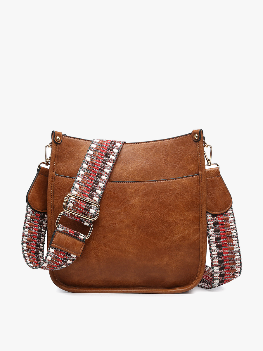 Jen & Co. Chloe Crossbody with Guitar Strap – Vegan Leather Everyday Bag (Brown, Cherry Lacquer or Olive)