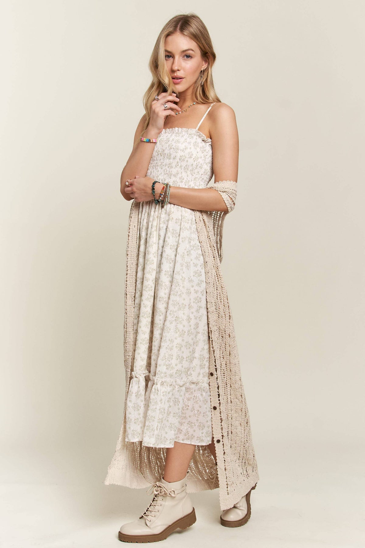 The Violet Garden Smocked Dress: Sage