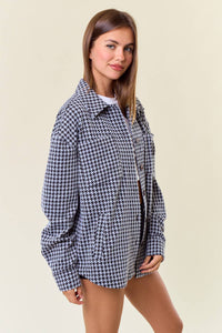 Vivianne Houndstooth Jacquard Knit Button-Down Shaket