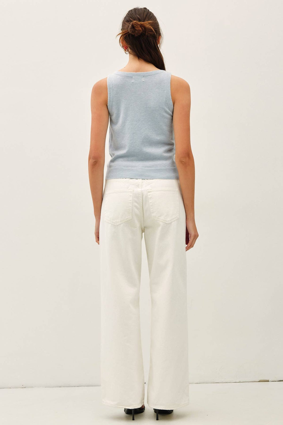 The Noelle Wool Blend Tank Top – Boat Neck Sleeveless Soft Lightweight Knit