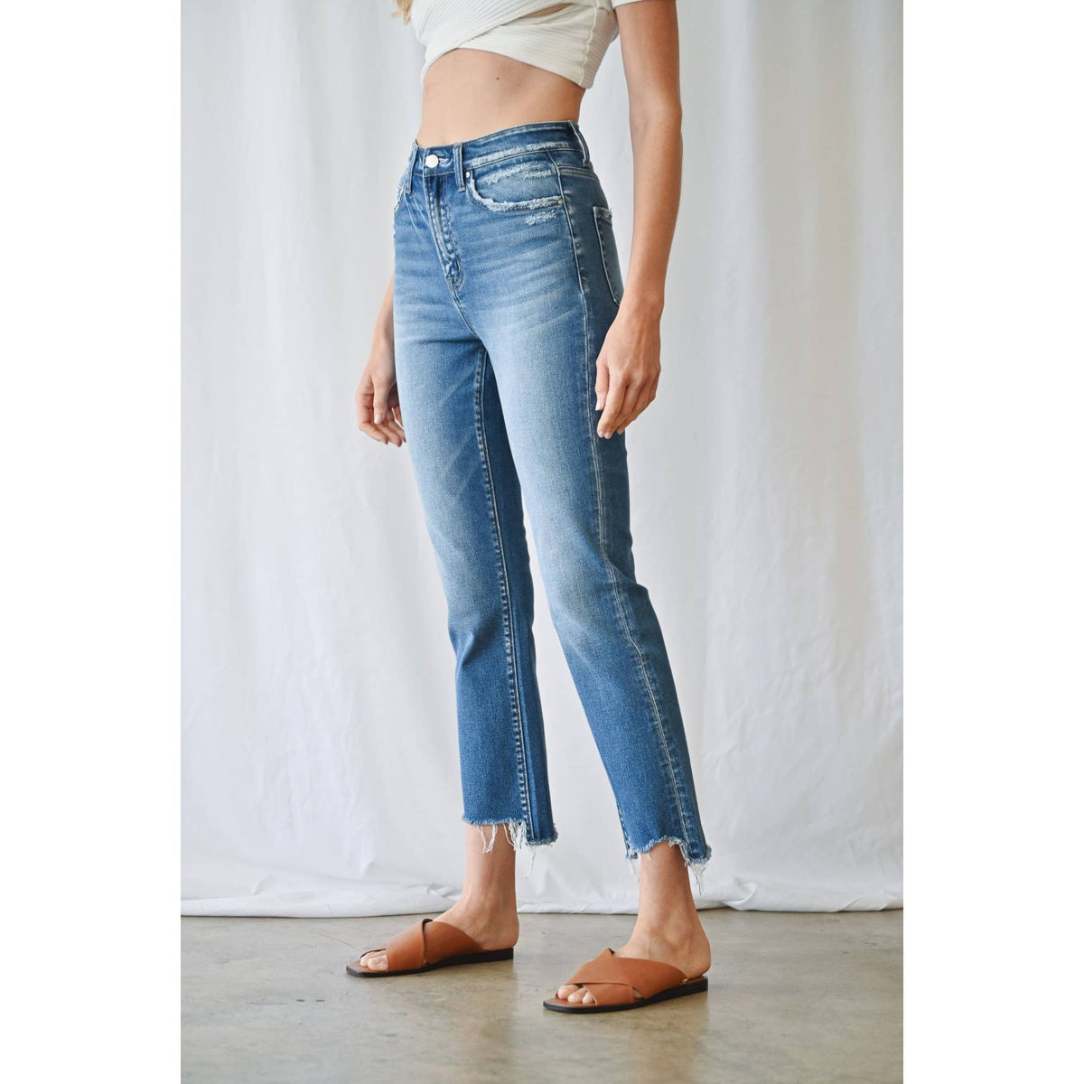 Sienna Step Hem Super High Rise Straight Jeans – Mica Denim