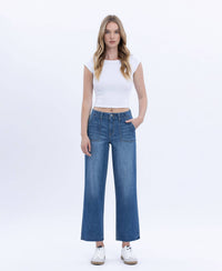 Vervet "Lainey" Utility Pocket Straight Jeans: Dark Wash