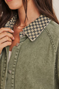 HERITAGE FIELD MINERAL-WASHED COTTON TWILL JACKET: WASHED OLIVE