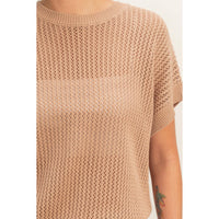 The Delaney Breezy Knit Top: Dark Taupe