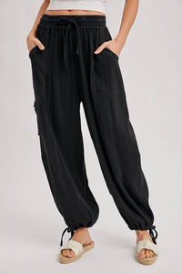 JOGGER HAREM DRAWSTRING PANTS: LT.OLIVE / S