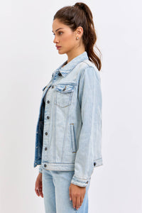 Delilah Oversized Denim Jacket – Women’s Lightweight Distressed Jean Jacket