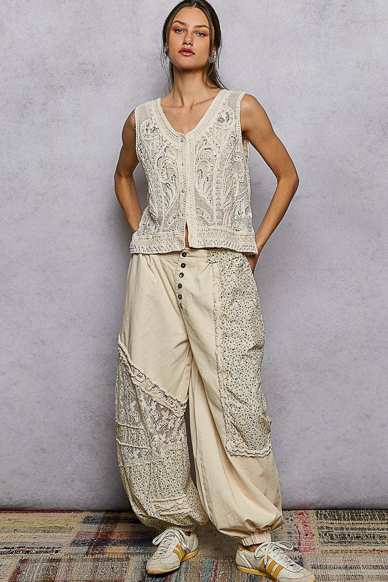 Heirloom Lace Crochet Vest: Natural
