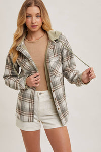 Aspen Hooded Plaid Shacket – Fall  Button-Down Jacket