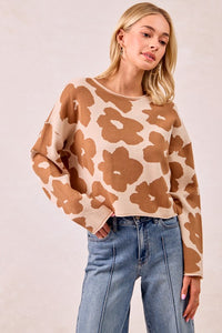 The Harper Floral Knit Sweater – Camel Bloom