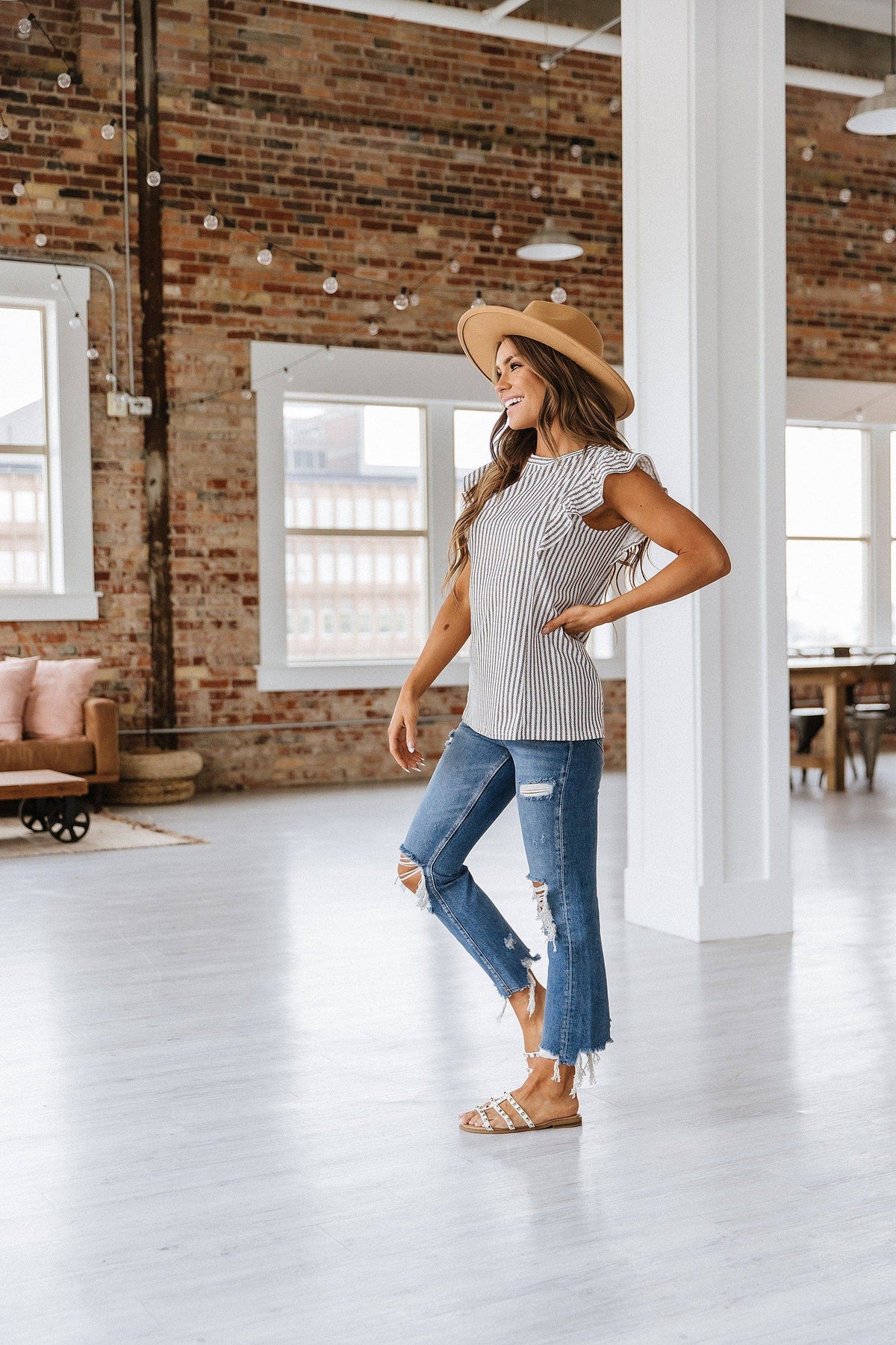 Priscilla Striped Ruffle Top