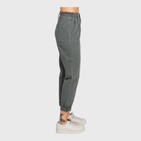 Millie Paperbag Waist Mom Jeans – High Rise Cuffed Denim in Washed Olive