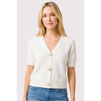 The Marina Waffle Cardigan: Ivory