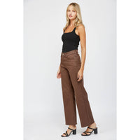 Mica Denim "Lorelai" Super High Rise Wide Leg Jeans – Chocolate Brown