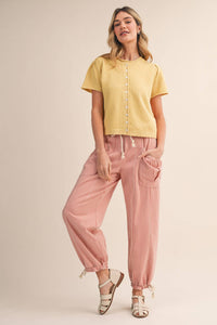 The Sunset Stripe Parachute Pants: Salmon Pink