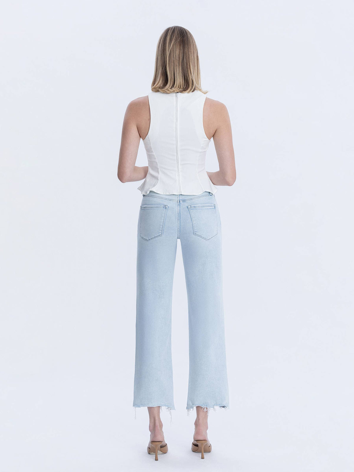 Vervet by Flying Monkey Aileeah High Rise Slim Wide Leg Jean: Light Wash