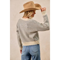 The Fireside Stripe Sweater: Charcoal