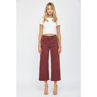 Mica Denim Roux High Rise Wide Crop Jeans – Wine Red