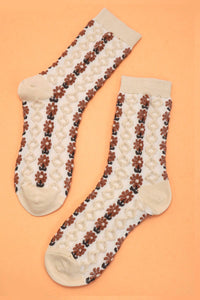 Daisy Textured Socks – Floral Knit Crew Socks for Women