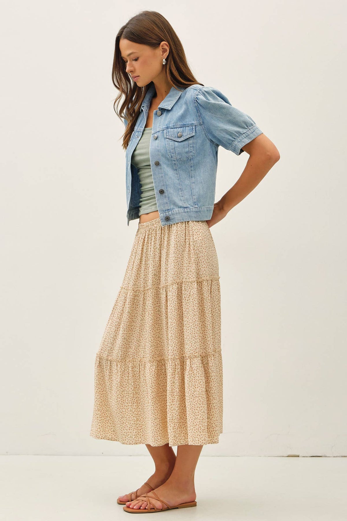 The Harlow Puff Sleeve Denim Jacket: Light Wash