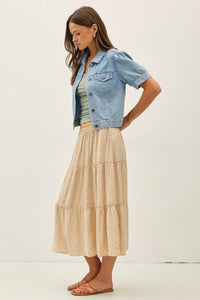 The Harlow Puff Sleeve Denim Jacket: Light Wash