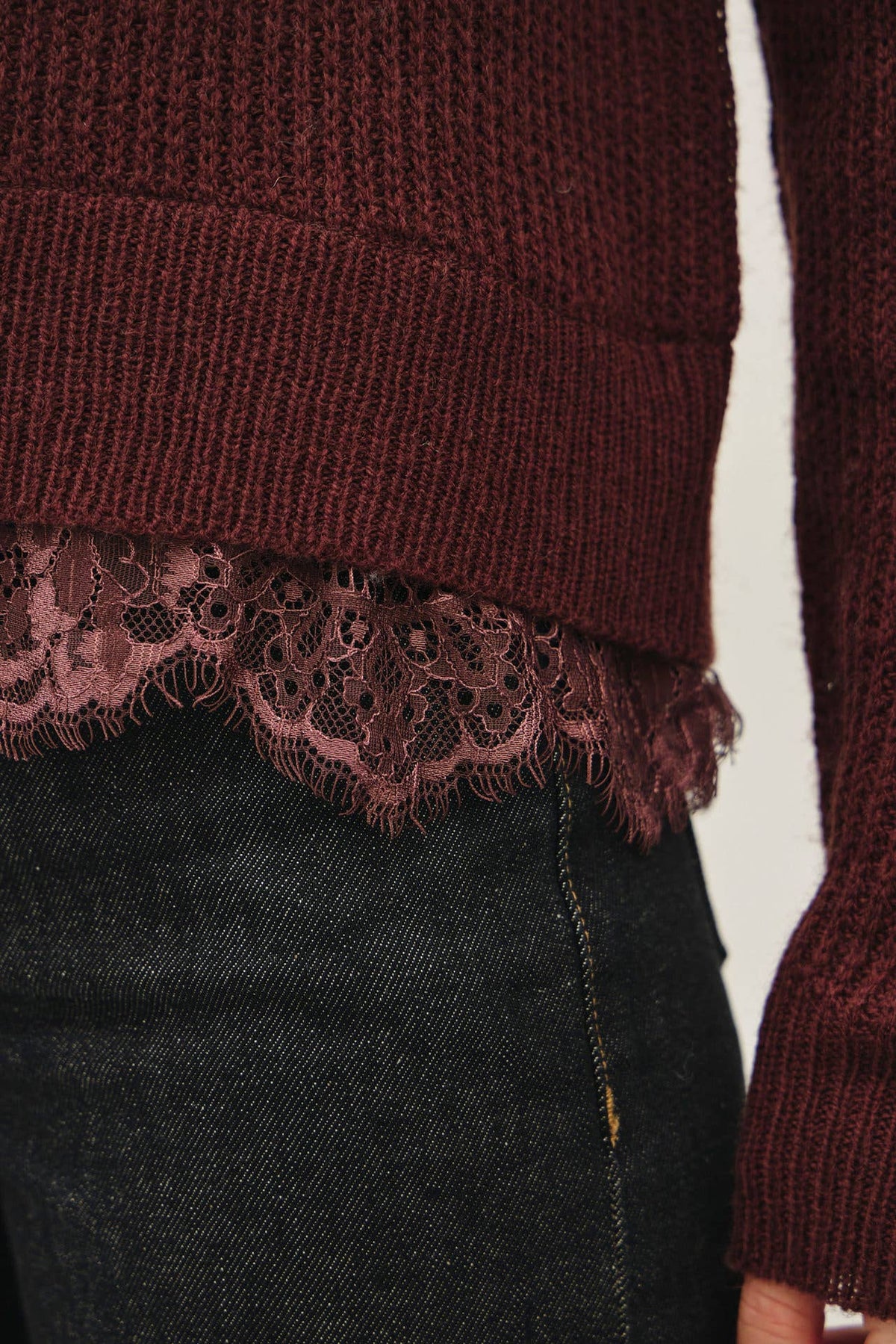 Soft Focus Lace Sweater: Chocolate