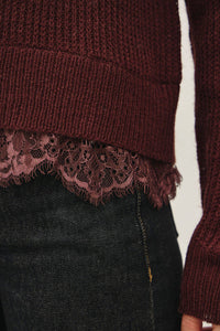 Soft Focus Lace Sweater: Chocolate