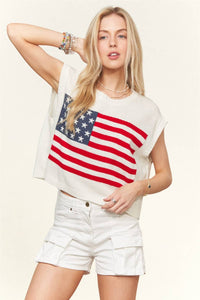 The Liberty Knit Sweater Crop Top: White