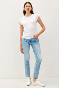 The Hollis Ribbed Cap Sleeve Tee – Fitted Lightweight Everyday Essential T-Shirt for Women