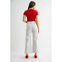 The Harbor Stripe Wide Leg Crop Pants | Coastal Summer Trousers
