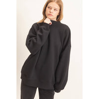 Enzyme Washed Mock Neck Sweatshirt: H.GRAY / S-M-L(2-2-2)