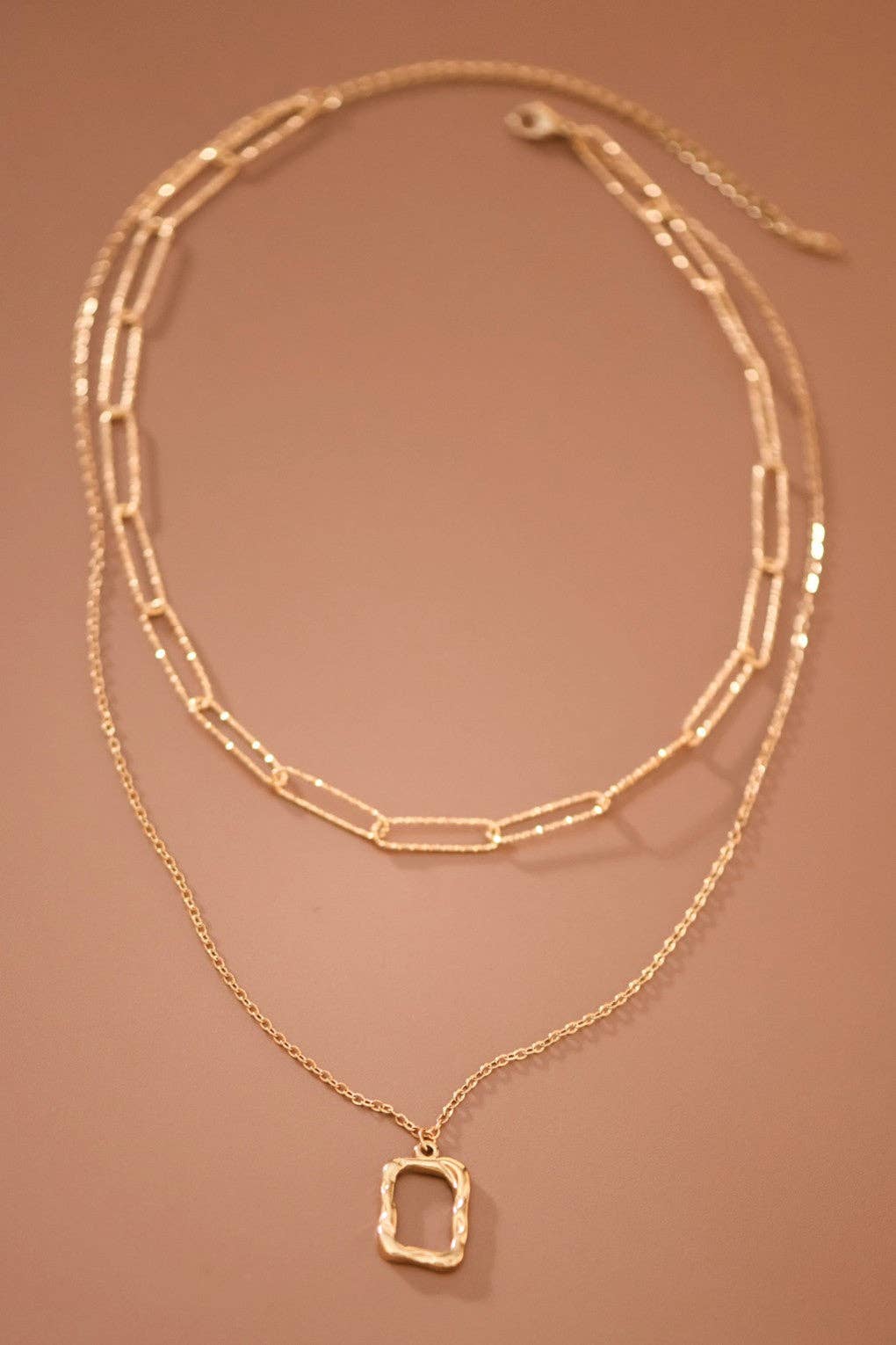 The Carrington Lock Layered Chain Necklace – 18K Gold Dipped Waterproof Stainless Steel Nec