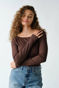 Barely There Boat Neck Micro-Ribbed Top