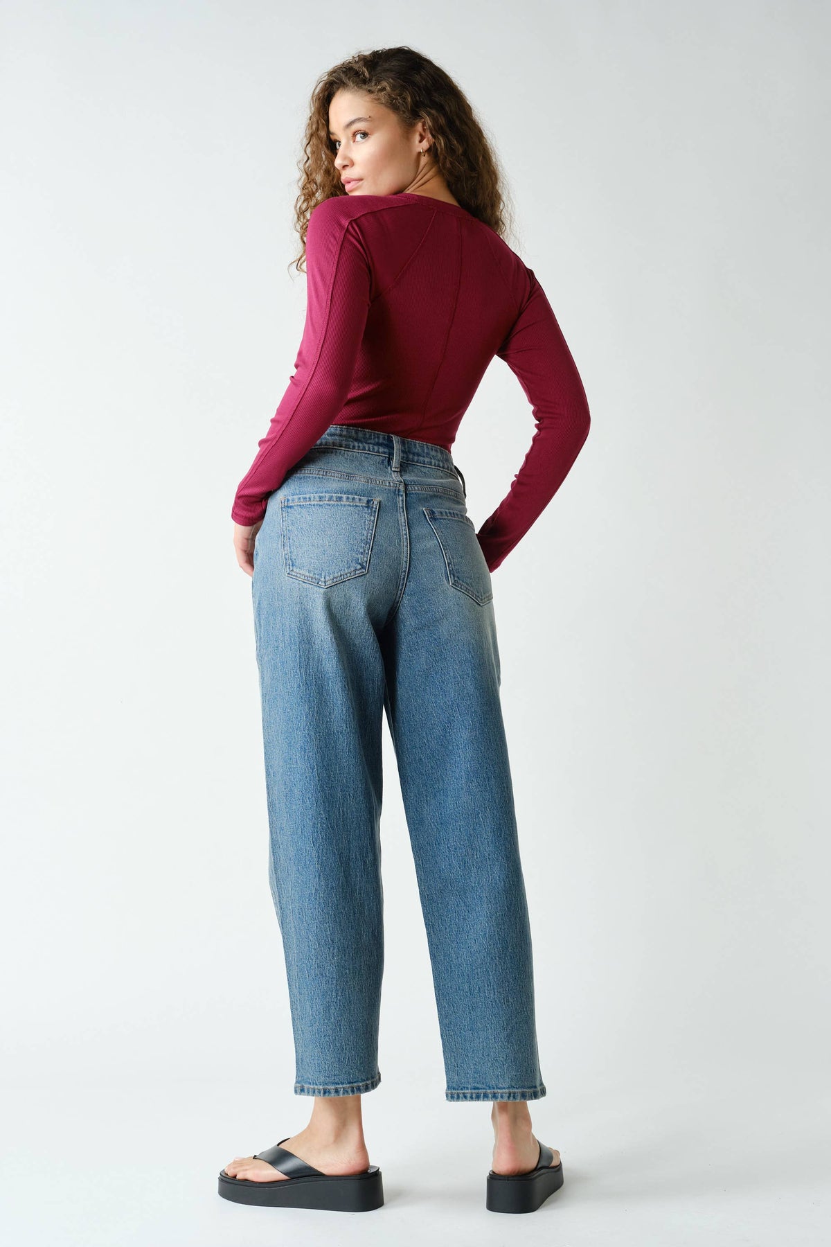 Essential Long-Sleeved Micro-Ribbed Henley Top: