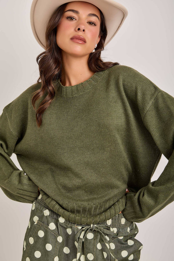 Easy Days Lightweight Sweater: Olive