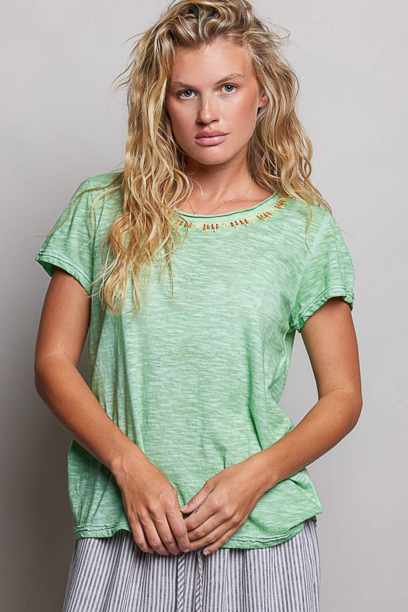 Everyday Lightweight Relaxed Fit Hand-Stitched Knit Top: Black / L