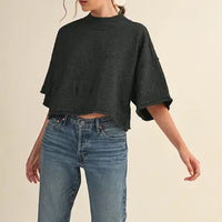 Autumn Oat Mock Neck Sweater Tee