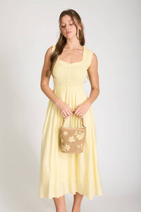 Charlotte Sweetheart Midi Dress: Butter Yellow
