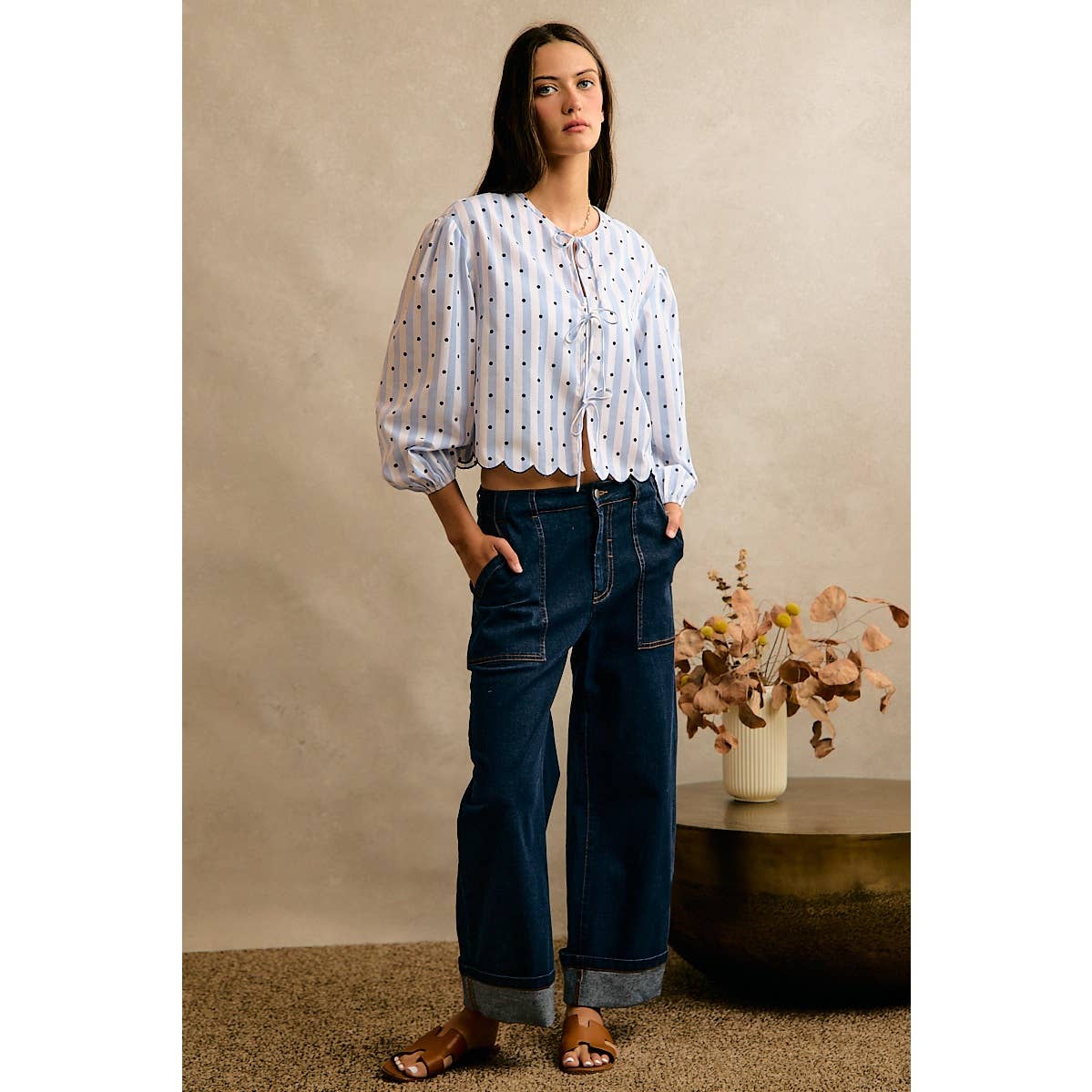 The Main Event Wide  Barrel High Rise Jeans: Dark Wash