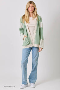 Lennox Color Block Waffle Knit Hoodie Cardigan