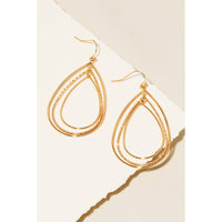 Layered Metallic Tear Dangle Earrings: Gold