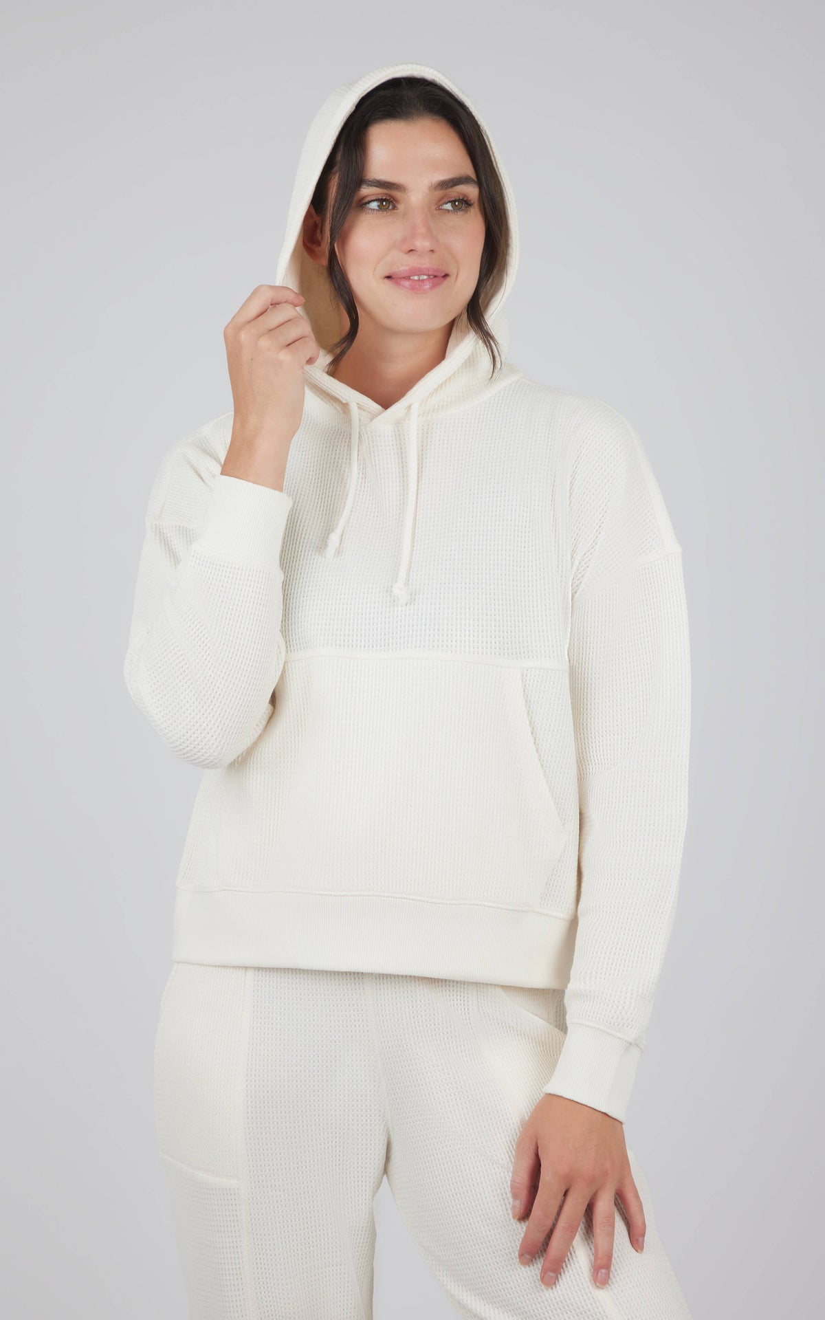 Aryn Soft and Cozy Waffle Knit Pullover Hoodie