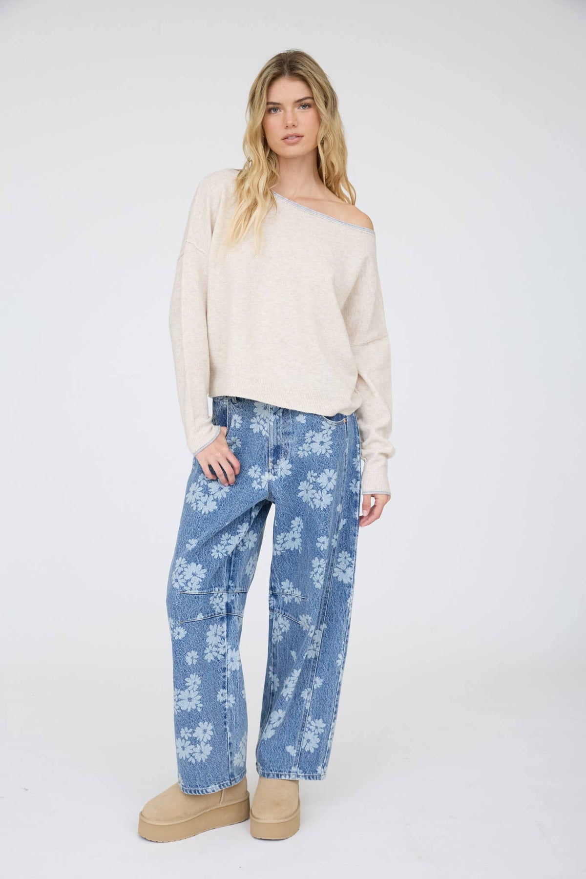 A Little Closer Boat Neck Sweater: Oatmeal