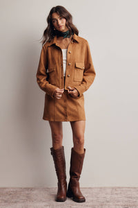 Sierra Stretch Suede Cropped Jacket: Camel