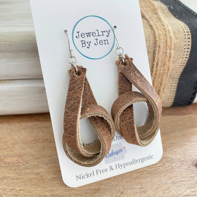 Cheyenne Leather Loop Earrings – Genuine Leather, Nickel-Free Western Boho Jewelry