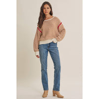 Apple Orchard Stripe Sweater: taupe/multi